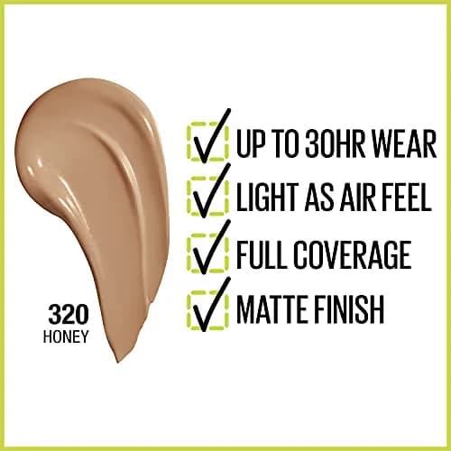 Maybelline Super Stay Full Coverage Liquid Foundation 1 Fl Oz | Up to 30Hr Wear, Matte Finish, Honey thumbnail 2