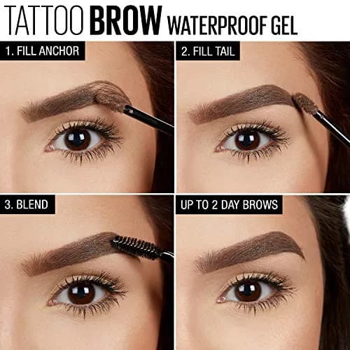 Maybelline TattooStudio Waterproof Eyebrow Gel Makeup, Medium Brown, 0.23 Fl Oz (7 ml) | Smudge-Proof & Transfer-Resistant thumbnail 6
