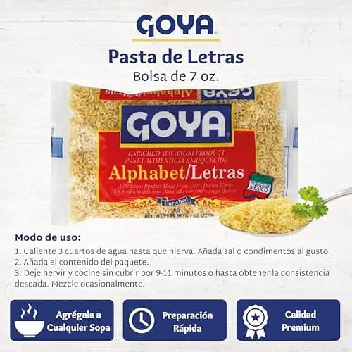 Goya Alphabet Pasta 7oz | Fun Noodles for Soups & Kids thumbnail 2