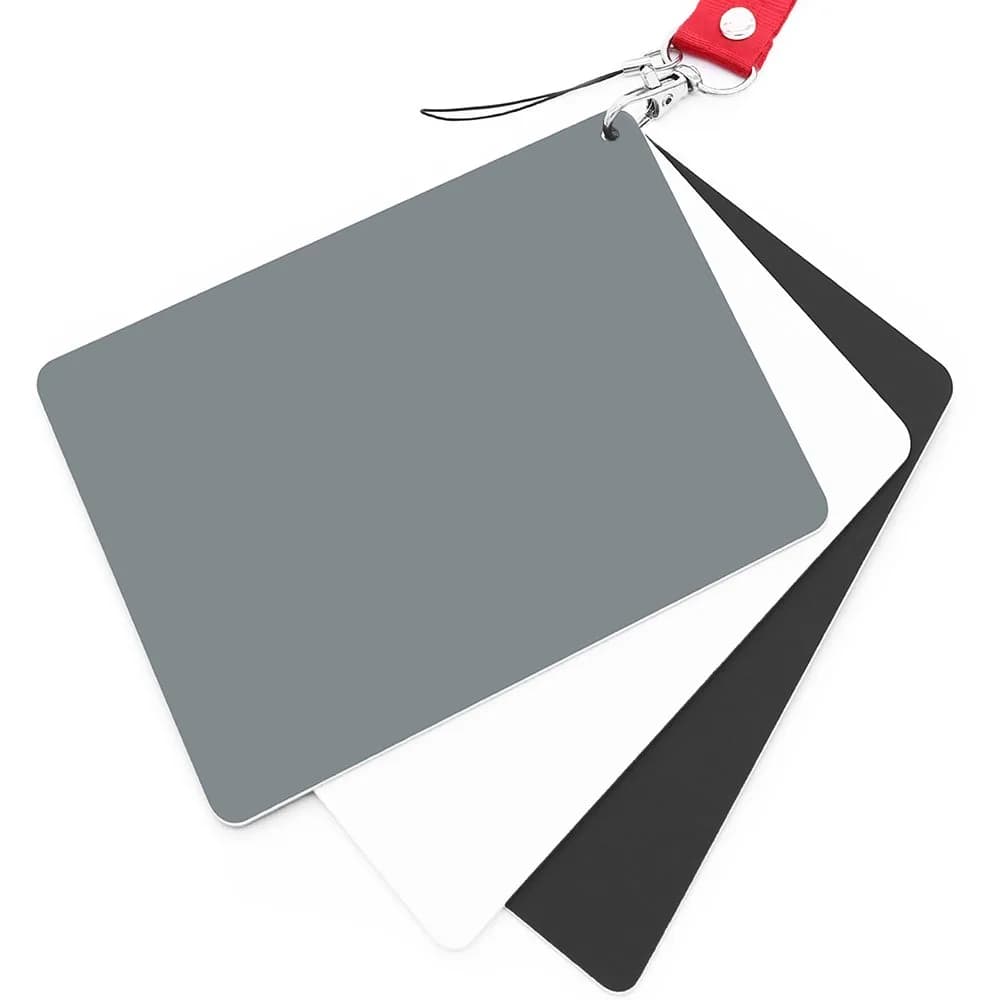 Anwenk Large Grey Card 5.3"x 7.28" (13.5x18.5 cm) | Neutral 18% Exposure Photography White Balance Card with Lanyard
