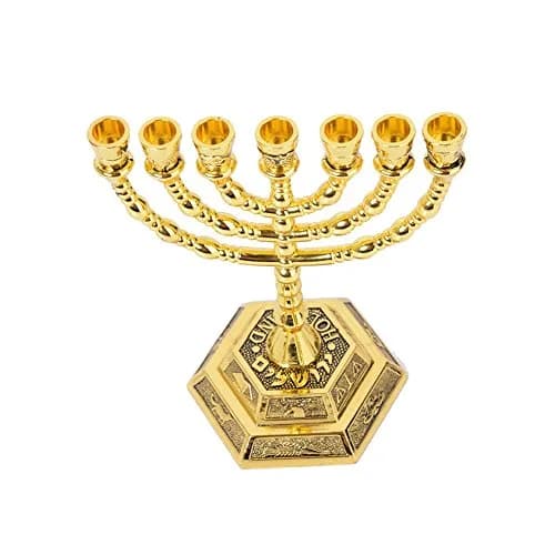 BRTAGG 12 Tribes of Israel Menorah 7 Branch Candle Holder 12.7cm (5 Inches) | Jerusalem Temple Design thumbnail 2