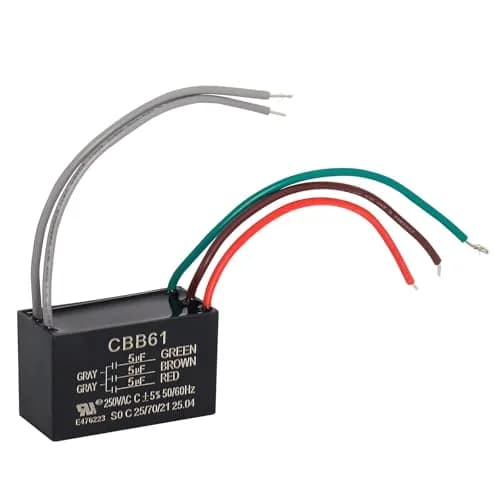 Wadoy CBB61 5-Wire Ceiling Fan Capacitor 15uF (5+5+5uF) 250VAC | For Speed Control & Replacement thumbnail 1