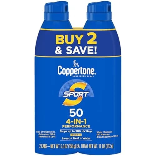 Coppertone Sport Sunscreen Spray SPF 30, 2 x 5.5 oz (165ml) | Broad Spectrum UVA/UVB Protection thumbnail 1