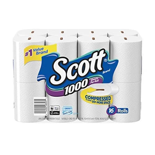Scott 1000 Sheets Per Roll Toilet Paper, Bath Tissue, 16 Rolls (Pack of 1) | 16,000 Sheets Total thumbnail 1