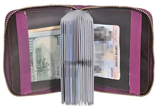 Easyoulife Womens RFID Blocking Leather Card Holder Wallet 40 Card Slots (Purple) thumbnail 3