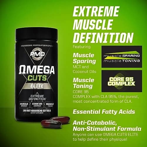 PMD Omega Cuts Elite Fat Loss-Muscle Defining Formula 180 Softgels | Supports Fat Shredding & Muscle Toning thumbnail 7