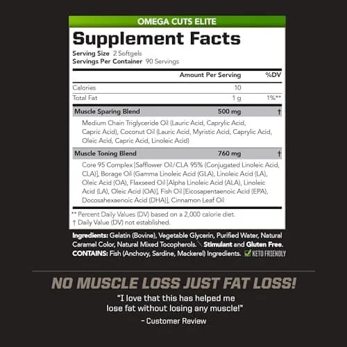 PMD Omega Cuts Elite Fat Loss-Muscle Defining Formula 180 Softgels | Supports Fat Shredding & Muscle Toning thumbnail 2