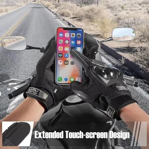 COFIT Motorcycle Gloves for Men and Women, Full Finger Touchscreen, Protection & Breathability, Black Large thumbnail 3