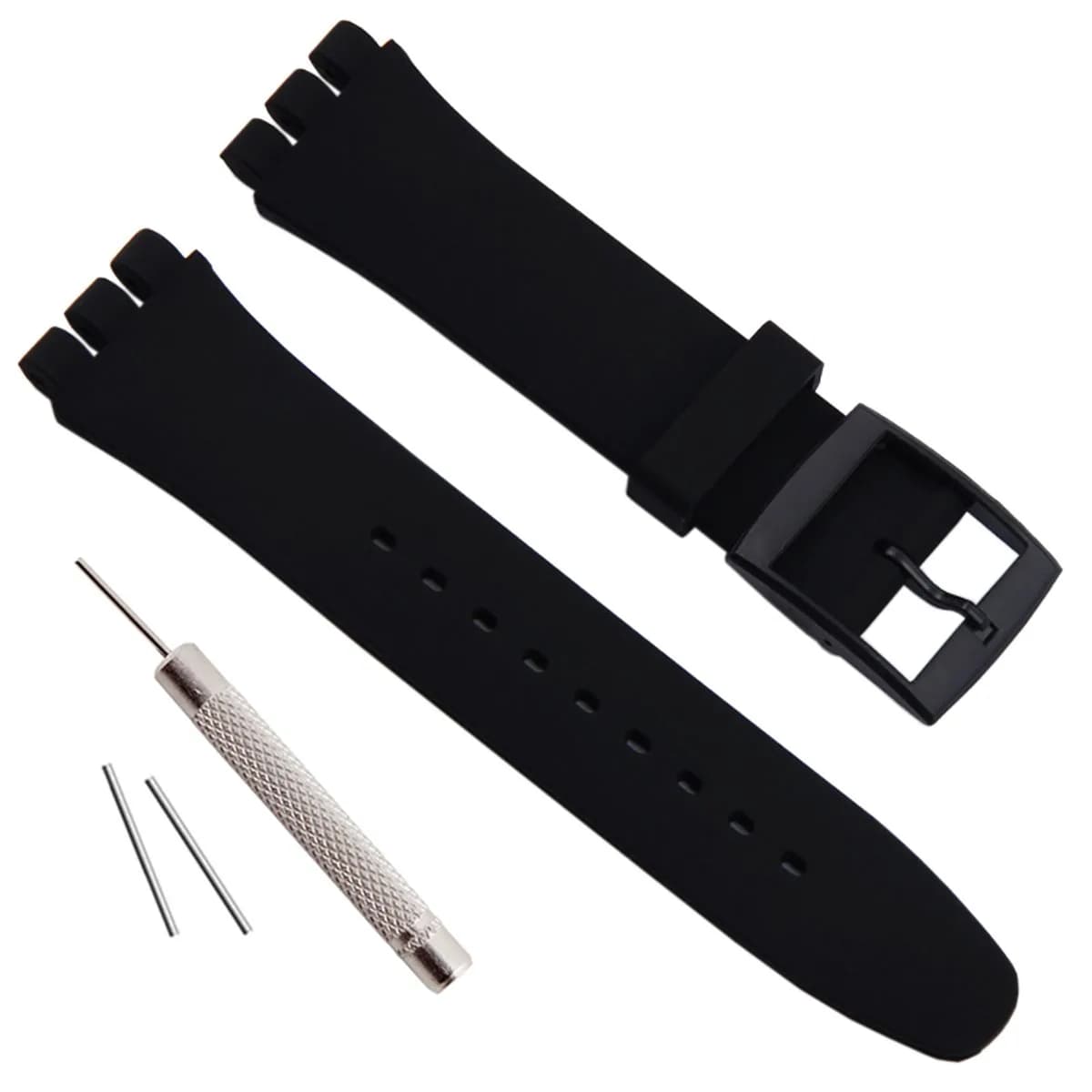 GREENOLIVE Silicone Watch Band 19mm | Waterproof, Minimalist, Black, Simple