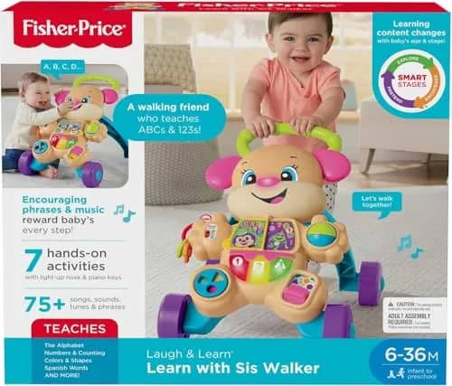 Fisher-Price Laugh & Learn Smart Stages Walker | Educational Baby & Toddler Toy for 6 Months to 3 Years thumbnail 6