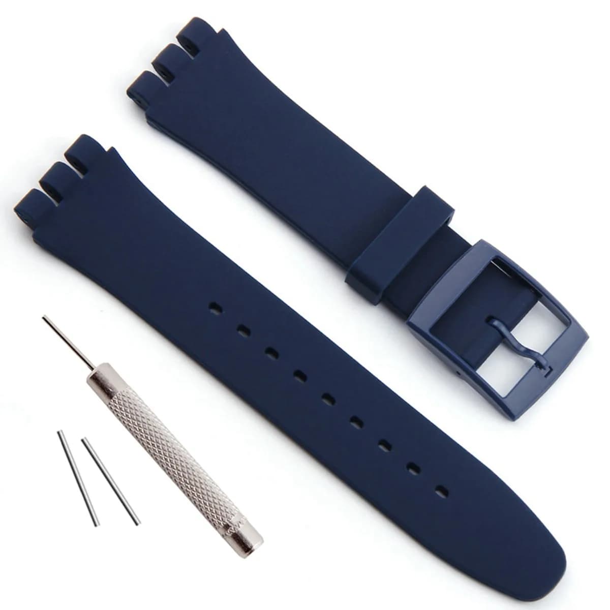 GREENOLIVE Silicone Watch Band 19mm | Waterproof, Minimalist, Black, Simple — Navy Blue / 17mm