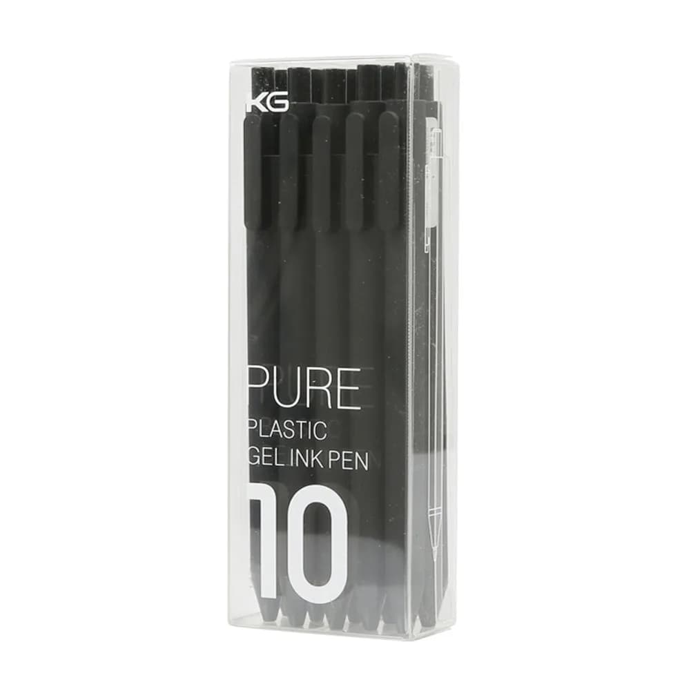 NINGSA Retractable Gel Ink Pens 0.5mm Extra Fine Point, Pack of 10 (Black Ink White Rod) — black