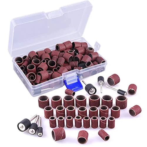 AUSTOR 132 Pieces Aluminum Oxide Sanding Drum Set with Free Box | 120 Grit, Easy to Install, Suitable for Wood & Metal thumbnail 2