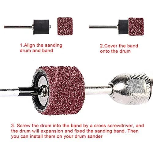 AUSTOR 132 Pieces Aluminum Oxide Sanding Drum Set with Free Box | 120 Grit, Easy to Install, Suitable for Wood & Metal thumbnail 3