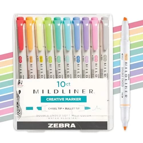 Zebra Pen Mildliner Highlighter Dual Tip 10-Pack | Smooth Ink Flow Value Pack thumbnail 1