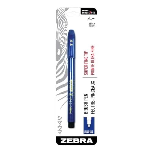 Zebra Pen Zensations Brush Pen, Black, 0.3mm | Precision Control for Art & Calligraphy - main product image