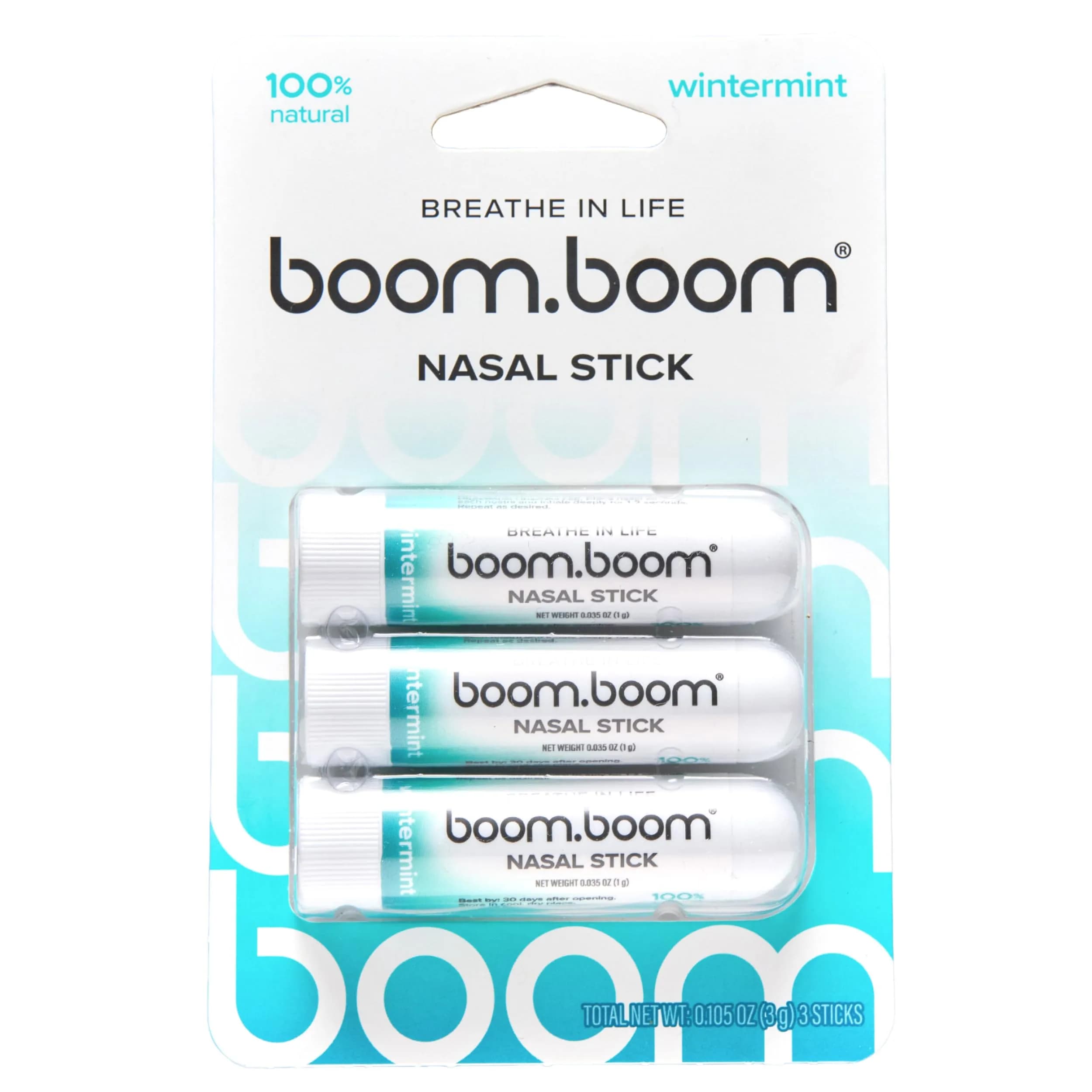 BoomBoom Nasal Stick Wintermint 3 Pack | Essential Oils + Menthol Inhaler for Refreshment