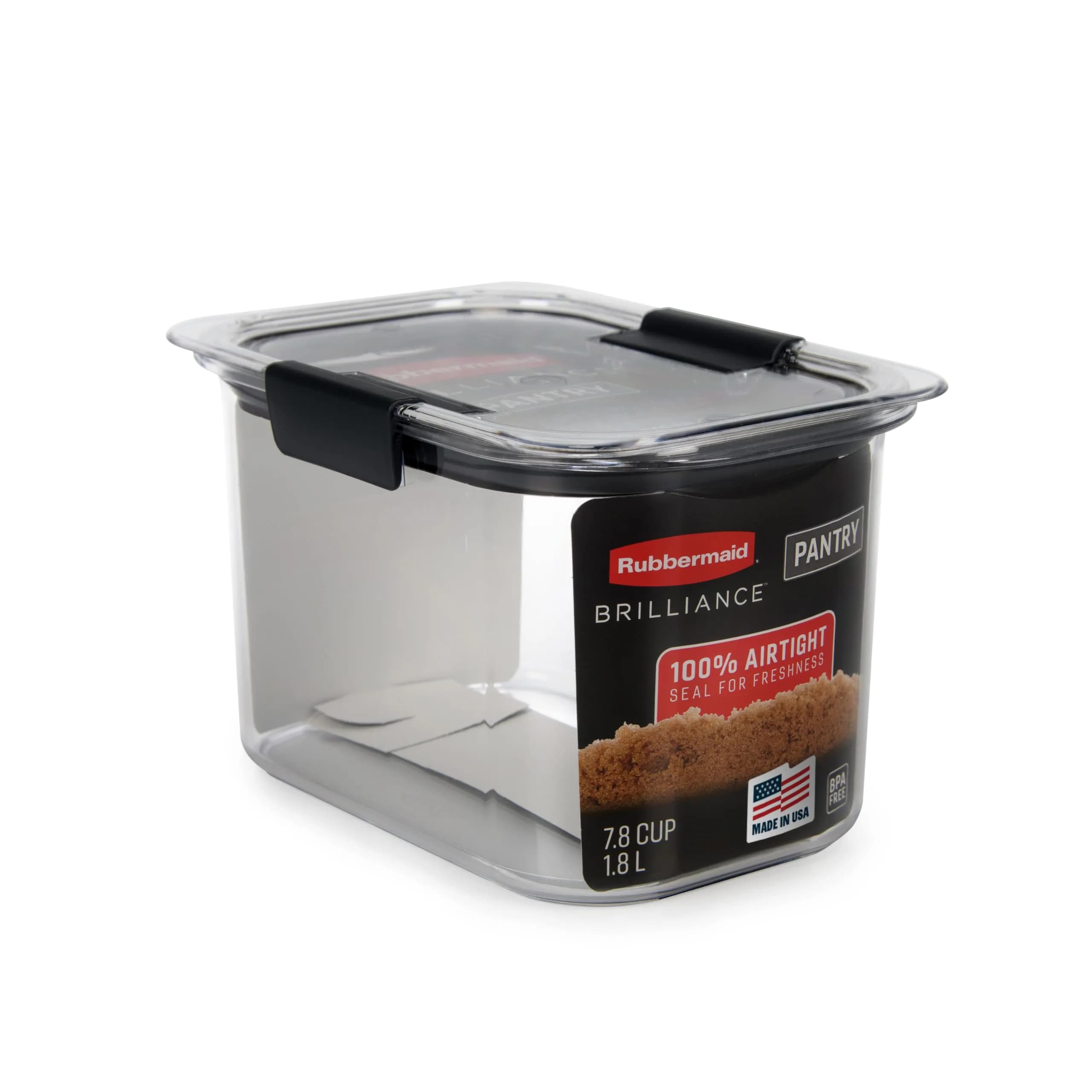 Rubbermaid Brilliance Airtight Food Storage Container 32oz | Shatterproof BPA-Free Dishwasher Safe — 7.8 Cup / Single
