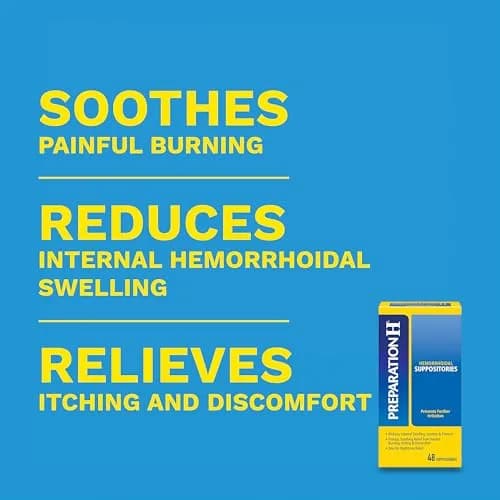 Preparation H Hemorrhoid Symptom Treatment Suppositories 48 Count | Doctor Recommended for Burning, Itching & Discomfort Relief thumbnail 2