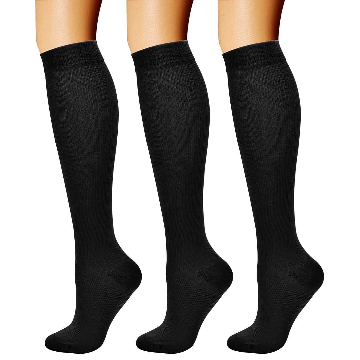 CHARMKING Compression Socks for Women & Men Circulation 15-20 mmHg | Support for Athletic Running & Cycling (S/M, Black) - main product image