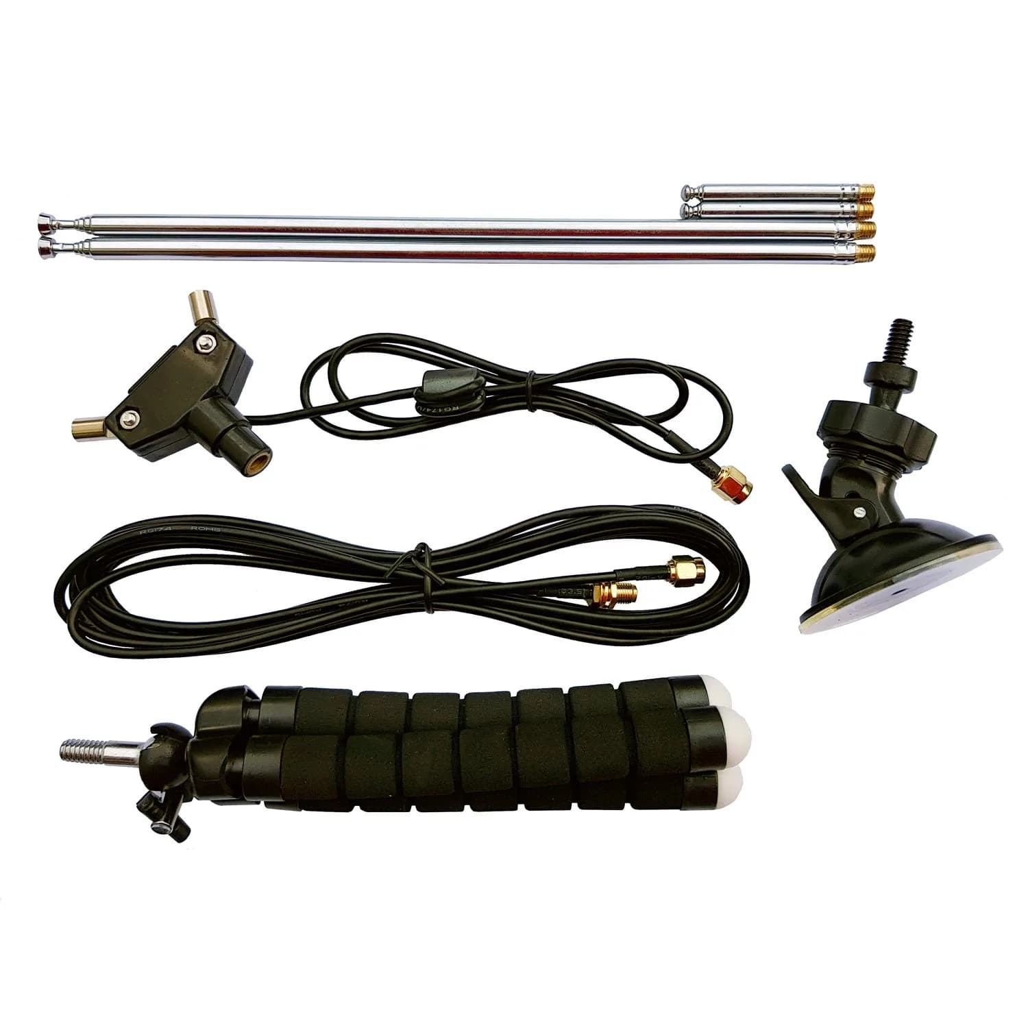 RTL-SDR Blog Multipurpose Dipole Antenna Kit | 3m Extension, Telescopic & Mounts, Black - main product image