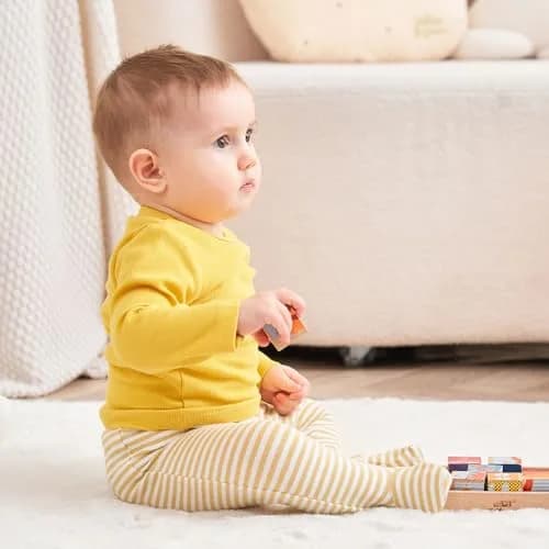 Enfants Chéris Long Sleeve Tee Shirt for Baby Girl Boy 12 Months Yellow | Soft Cotton Baby Top thumbnail 3