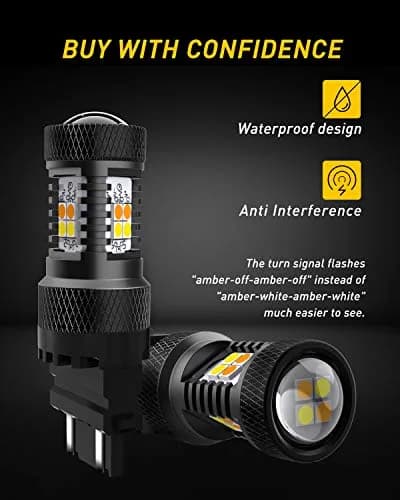AUXITO 3157 Switchback LED Turn Signal Bulbs 50W | Dual Color White & Amber, 12V, Pack of 2, Car Tail & Parking Lights thumbnail 6