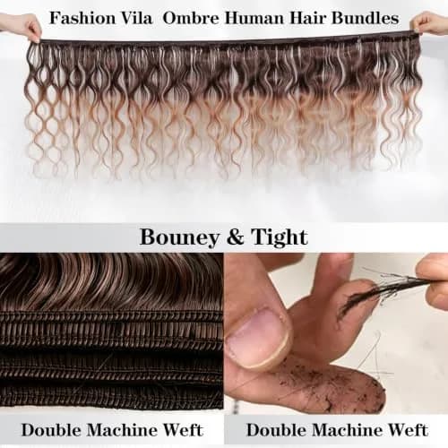FASHION VILA Human Hair Bundles with Closure Body Wave 12 14 16+12 Inch T4/30 | 10A Grade Brazilian Virgin Remy Hair thumbnail 4