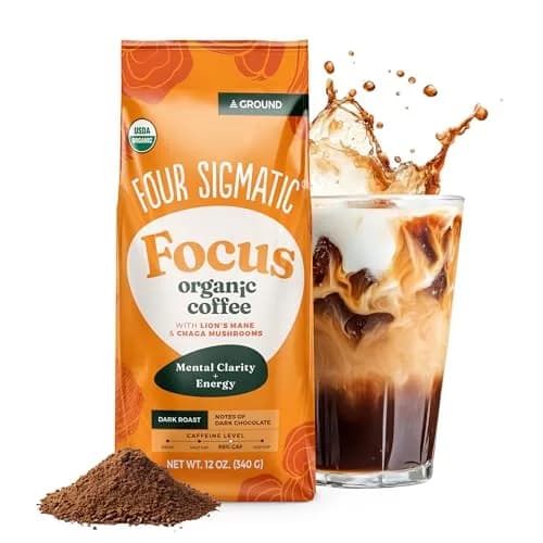 Four Sigmatic Organic Focus Mushroom Ground Coffee Dark Roast with Lion's Mane & Chaga 12oz (340g) | For Mental Clarity & Energy thumbnail 1