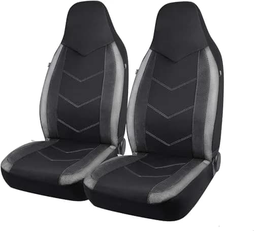 PIC AUTO Gray Carbon Fiber Mesh Front Seat Covers | Universal Fit, Airbag Compatible (1.01 kg / 2.23 lb) thumbnail 1