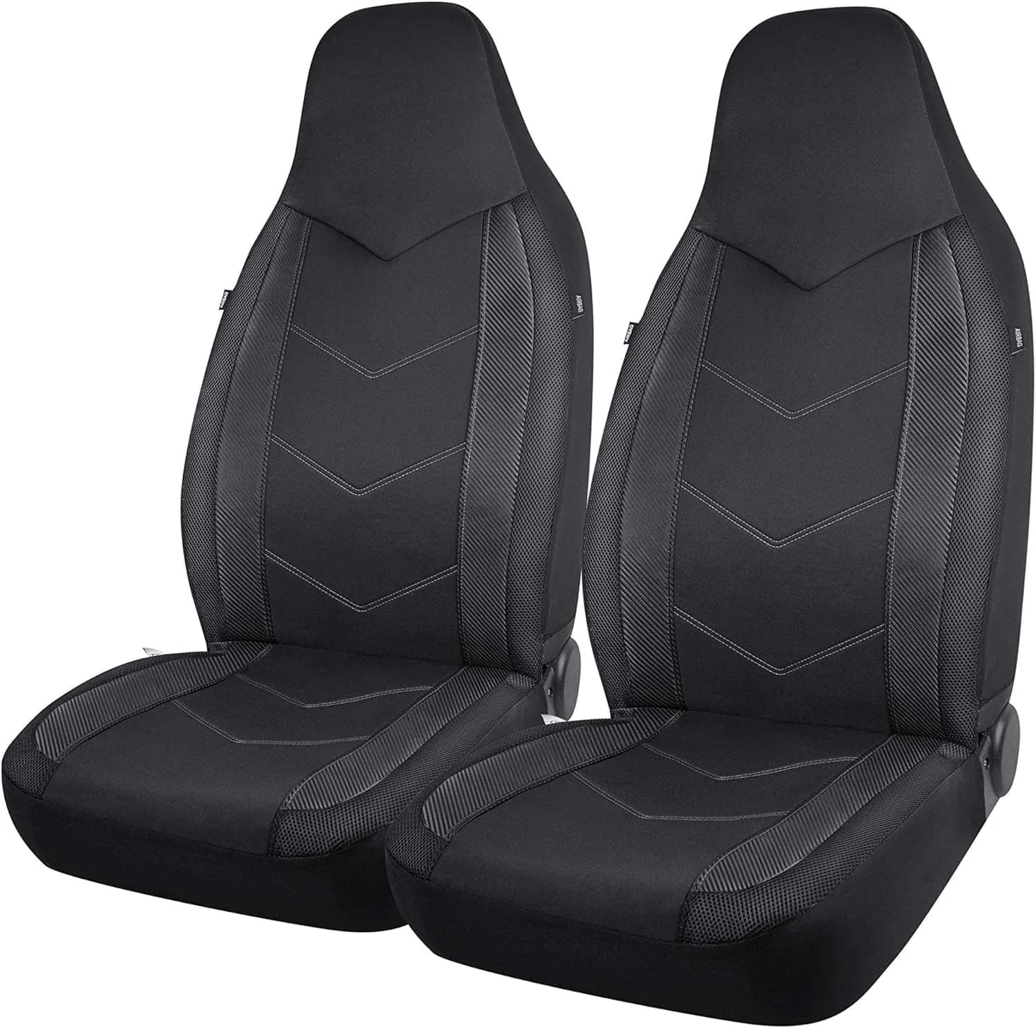 PIC AUTO Black High Back Front Sports Carbon Fiber & Mesh Design Seat Covers | Universal Fit for Most Cars - main product image