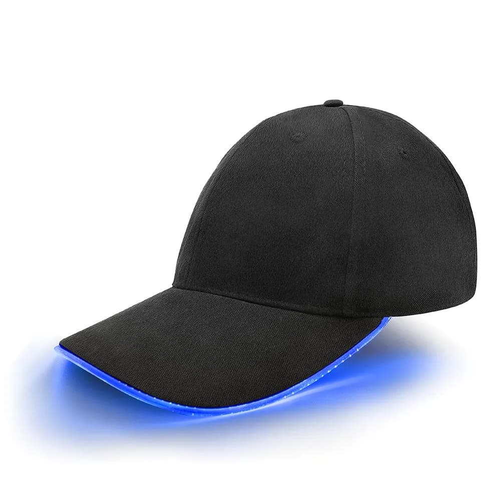 JIGUOOR LED Baseball Cap with USB Rechargeable Battery | Multicolour, One Size — Blue / Battery Powered