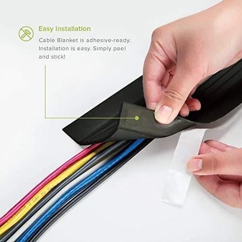 UT Wire Cable Blanket Low Profile Cord Cover Protector 1.52 m (5 ft) Black | Hides Wires for Tangle-Free Floors thumbnail 2