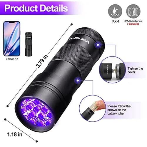 Vansky UV Light 395nm Blacklight Flashlight | Pet Urine Detection & Invisible Stain Finder thumbnail 8