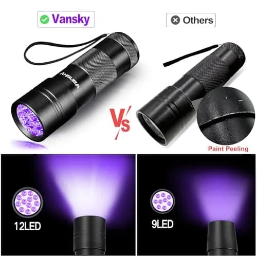 Vansky UV Light 395nm Blacklight Flashlight | Pet Urine Detection & Invisible Stain Finder thumbnail 2