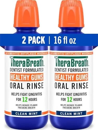TheraBreath Healthy Gums Oral Rinse Clean Mint 473ml (16 Fl Oz) | Dentist Formulated Antigingivitis Mouthwash thumbnail 1