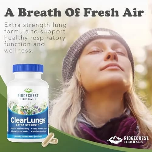 RidgeCrest Herbals ClearLungs Extra Strength Lung Support 60 Ct | Natural Respiratory Aid for Adults thumbnail 6