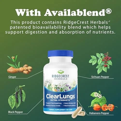 RidgeCrest Herbals ClearLungs Extra Strength Lung Support 60 Ct | Natural Respiratory Aid for Adults thumbnail 7