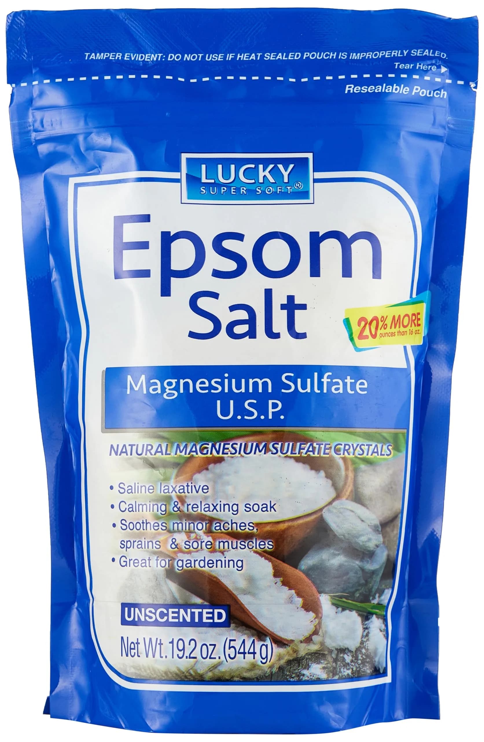 Lucky Super Soft Epsom Salt 540 g (19.2 oz) | USP Grade Magnesium Sulfate for Relaxing Soaks & Muscle Relief - main product image
