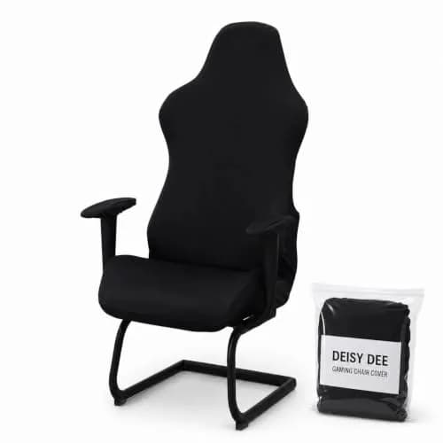 Deisy Dee 4-Piece Stretch Gaming Chair Cover Set with Armrest Covers, Universal Black Polyester Spandex Jacquard Knit | Fits Most Racing & Office Chairs thumbnail 1