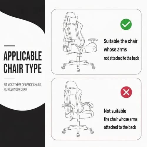 Deisy Dee 4-Piece Stretch Gaming Chair Cover Set with Armrest Covers, Universal Black Polyester Spandex Jacquard Knit | Fits Most Racing & Office Chairs thumbnail 5