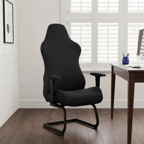 Deisy Dee 4-Piece Stretch Gaming Chair Cover Set with Armrest Covers, Universal Black Polyester Spandex Jacquard Knit | Fits Most Racing & Office Chairs thumbnail 2