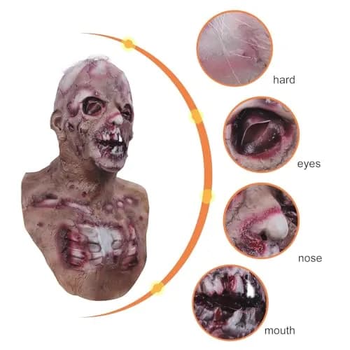 MOLEZU Scary Zombie Head Mask for Adults | Creepy Latex Halloween Costume Prop thumbnail 2