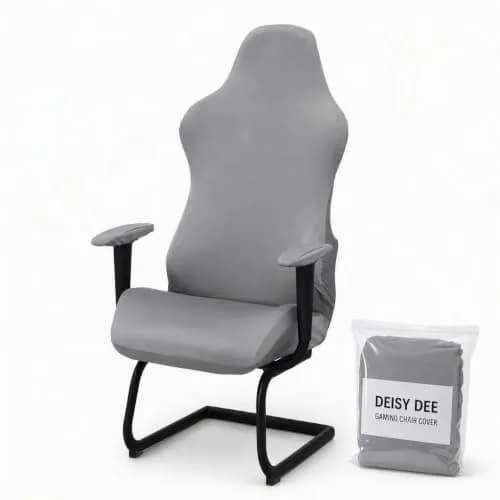 Deisy Dee 4-Piece Stretch Gaming Chair Cover Set Grey | Back, Seat, and 2 Armrest Covers thumbnail 1