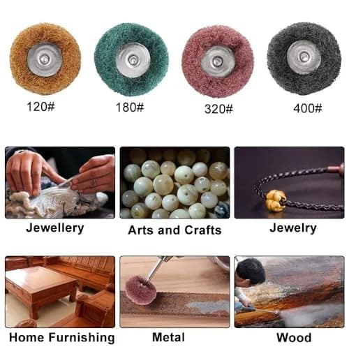 Rocaris 40 Pack 1 inch (25mm) Abrasive Wheel Buffing Polishing Wheel Set with 1/8 inch (3mm) Shank | For Rotary Tools thumbnail 3