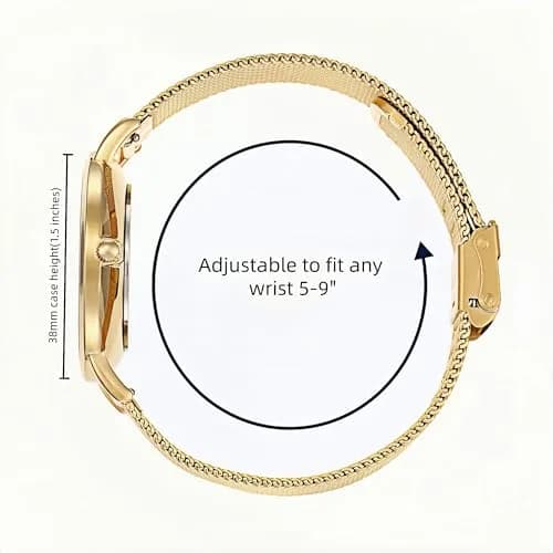WRISTOLOGY Large face Roman Numerals Gold Womens Watch with Easy Change Band Boyfriend Watch - Clear Easy to Read Analog Face thumbnail 2