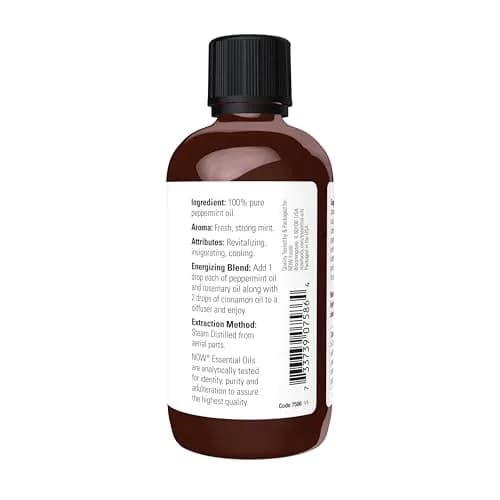 NOW Peppermint Essential Oil 118ml (4 fl. oz) | Revitalizing & Cooling Aroma thumbnail 2
