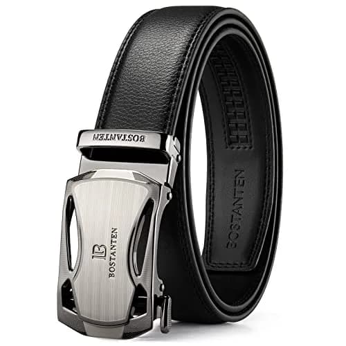 BOSTANTEN Ratchet Leather Belt for Men, 3.5cm (1.38") Trim-to-Fit, Gift Boxed | Adjustable Fit for Formal & Casual Wear thumbnail 1