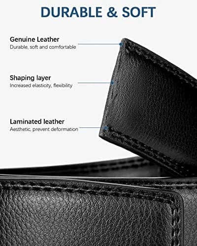 BOSTANTEN Ratchet Leather Belt for Men, 3.5cm (1.38") Trim-to-Fit, Gift Boxed | Adjustable Fit for Formal & Casual Wear thumbnail 4