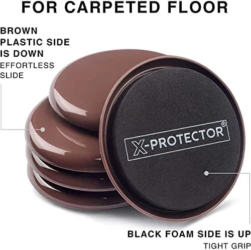 X-Protector Heavy Duty Furniture Sliders for Carpet 4.75" (8 PCS) | Move Furniture Easily & Safely thumbnail 4